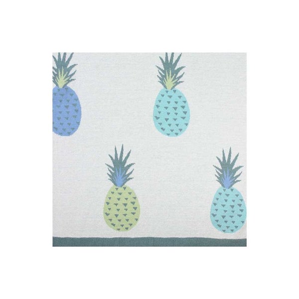 DLUX Pineapple Knitted Cotton Blanket Blue Carousel 1