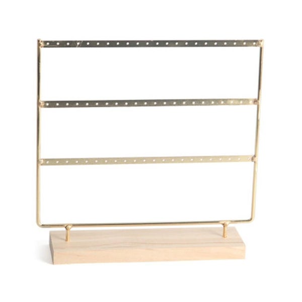 Wood Earring Stand Simple Ear Stud Holder 3-tier Earring Holder Decorative Jewel Carousel 2