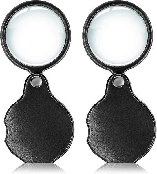 2pcs 10x Small Pocket Magnify Glass Premium Folding Mini Magnifying Glass With R Carousel 1