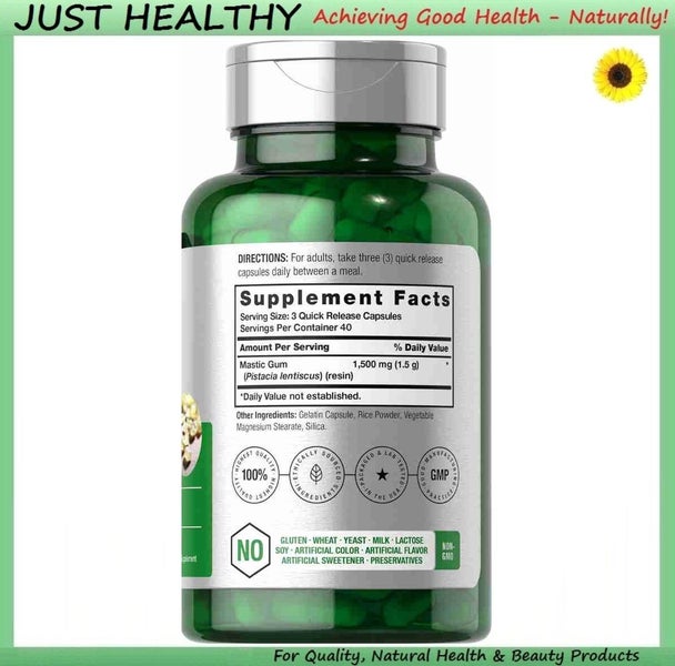 MASTIC GUM - 500 mg PER CAPSULE - 100 CAPSULES - H PYLORI Carousel 4