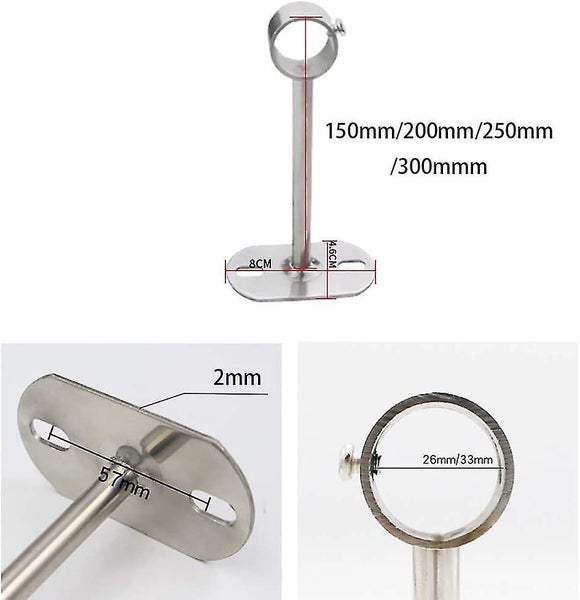 Set of 2 Stainless Steel Curtain Rod Holders - Shower and Closet Rod Mounting Br Carousel 2