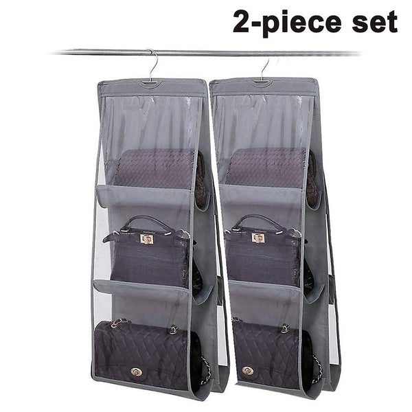 2-piece Set Hanging Handbag Organizer Dust-proof Storage Holder Bag Wardrobe Clo Carousel 1