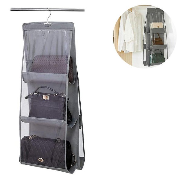 2-piece Set Hanging Handbag Organizer Dust-proof Storage Holder Bag Wardrobe Clo Carousel 2