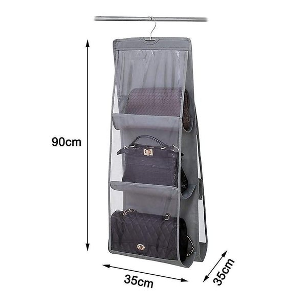2-piece Set Hanging Handbag Organizer Dust-proof Storage Holder Bag Wardrobe Clo Carousel 5