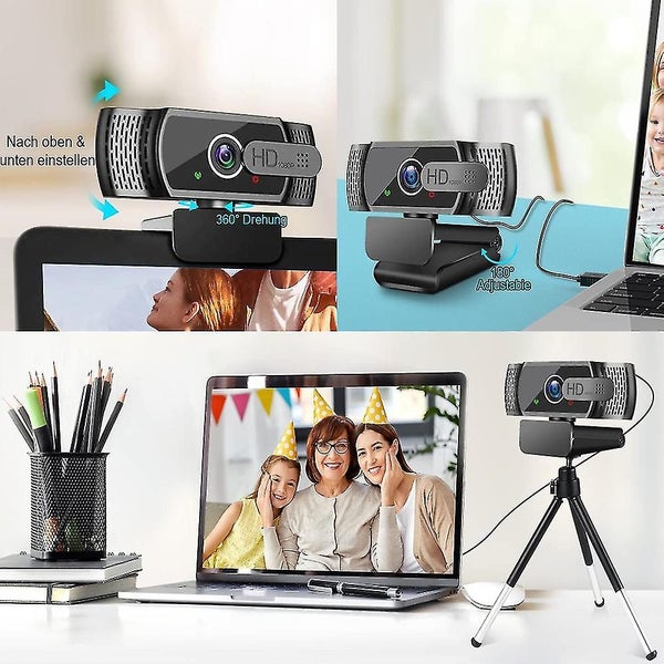 HD1080p Webcam with Microphone and Cover - Auto Light Correction USB Camera for Carousel 2