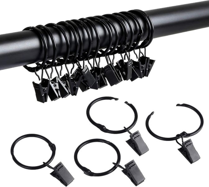 Eainbei 36 Pack Metal Openable Curtain Rings with Clips - 1.22 Inch Interior Dia Carousel 1