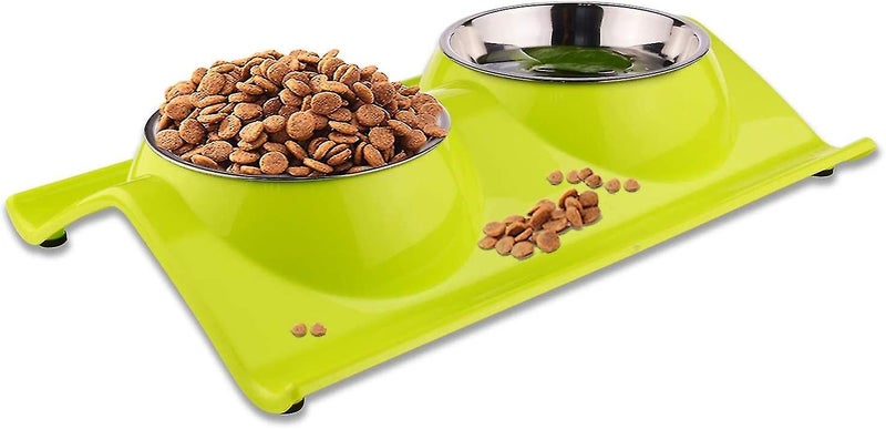 Double Food Bowls For Dog Cat Stainless Steel Pets Feeder Bowl Non-slip Pet Food Carousel 1