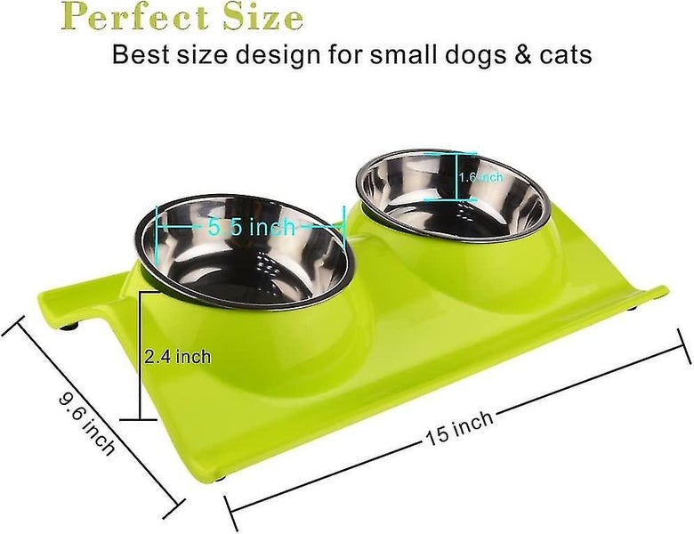 Double Food Bowls For Dog Cat Stainless Steel Pets Feeder Bowl Non-slip Pet Food Carousel 2