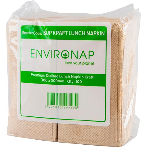 Coastal 8 Fold 1Ply Kraft Quilted Lunch Napkin 300x300mm 100pk Carousel 1