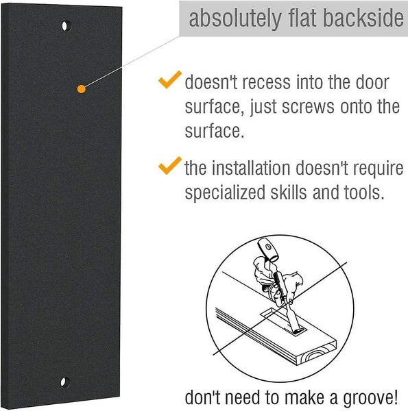 Matte Black Cabinet Pulls - Sliding Barn Door Handle Set - Rectangular Plate Flu Carousel 2