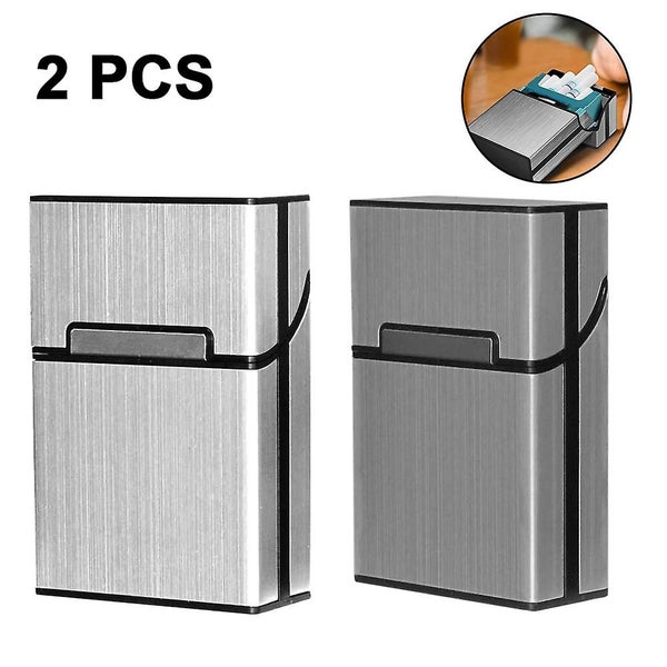 Brushed Aluminum Cigarette Case, Hard Box And Holder With Solid Magnetic Flip To Carousel 1