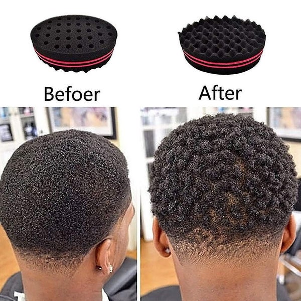 One Pack Short Hair Twist Sponge Big Holes Hair Brush Sponge Twist Wave Barber T Carousel 1