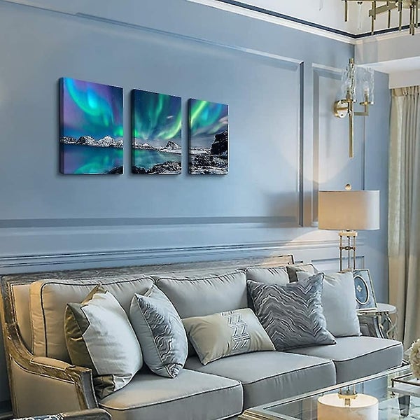 Farmhouse Wall Art Aurora Scenery Painting On Canvas Wall Decorations For Living Carousel 2