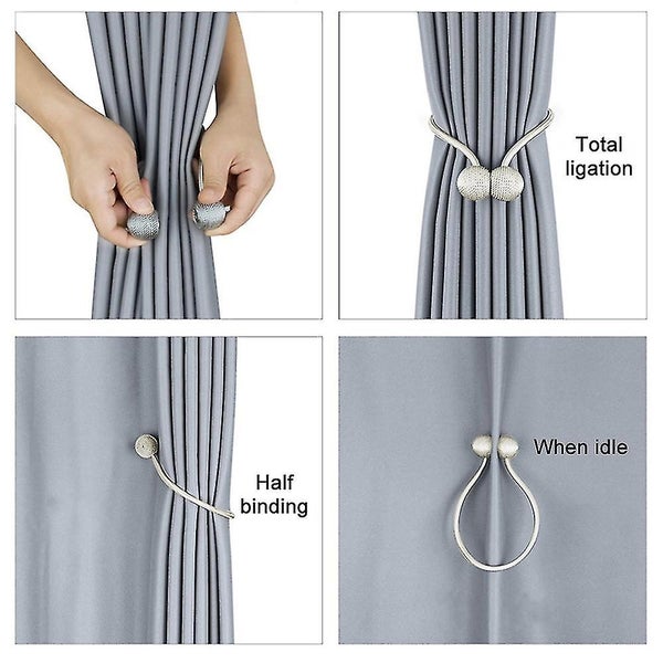 2 Pieces Magnetic Curtain Tiebacks - Curtain Clips for Drapes, Holdbacks, Home D Carousel 5