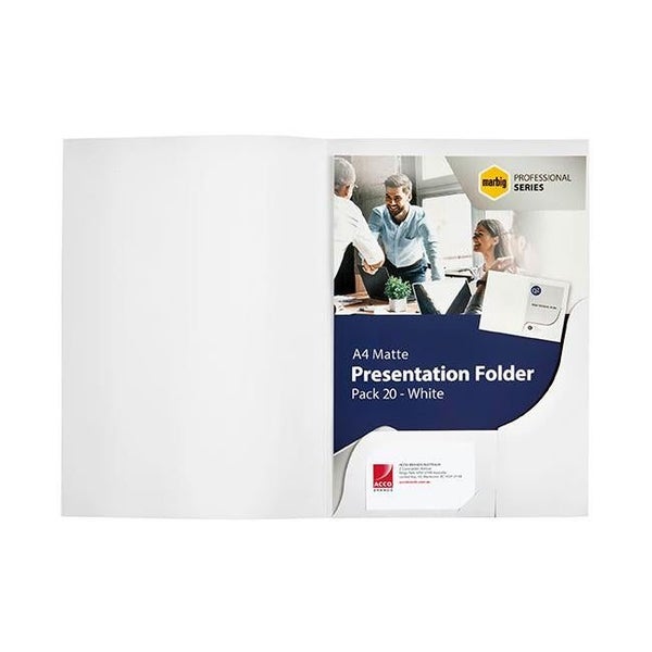 Marbig professional presentation folders a4 matte white pk20 Carousel 1