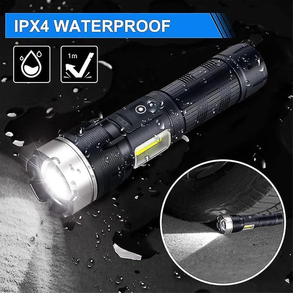 Xhp90 Led Flashlight 5000 Lumens - USB Rechargeable Adjustable Focus Flashlight Carousel 5