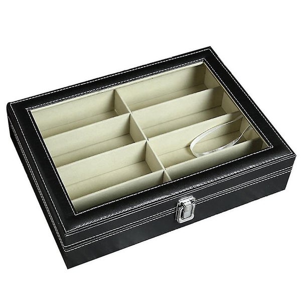 8 Slot Eyeglass Sunglass Storage Box, Pu Leather Glasses Display Case Storage Or Carousel 2