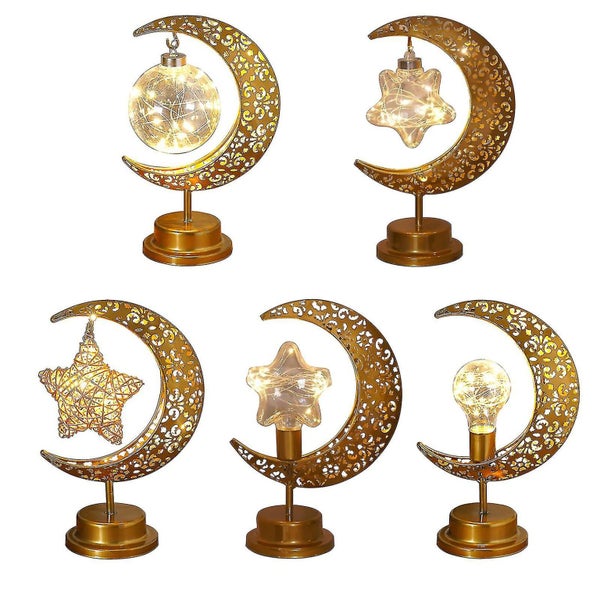 Lunar Table Lamp Cordless Romantic Decoration Ramadan Lanterns-powered Moon Shap Carousel 5
