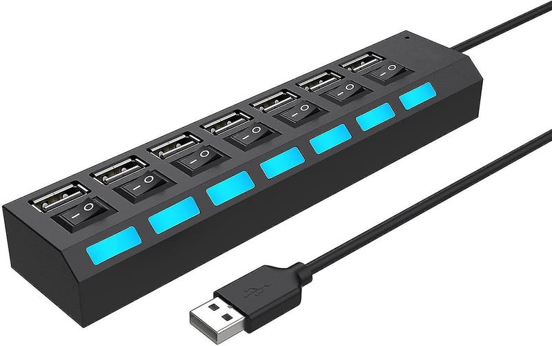 7 Port USB A Hub - High-Speed 7-in-1 USB 2.0 Splitter with Individual On/Off Swi Carousel 1