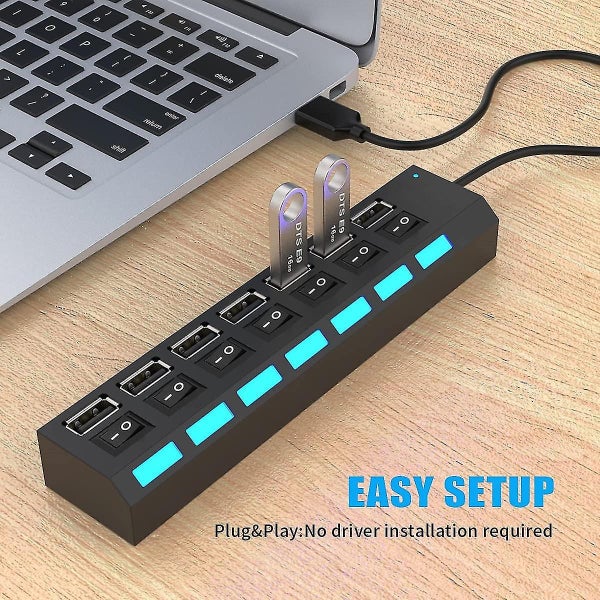 7 Port USB A Hub - High-Speed 7-in-1 USB 2.0 Splitter with Individual On/Off Swi Carousel 5