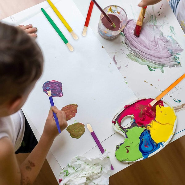 10 Piece Large Round Chubby Hog Bristle Children's Tempera And Artist Paint Brus Carousel 5