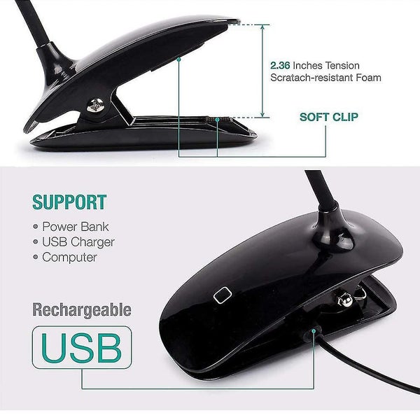 Rechargeable Reading Lamp, 16 Led Book Light For Reading, Eye-caring 3 Brightnes Carousel 5