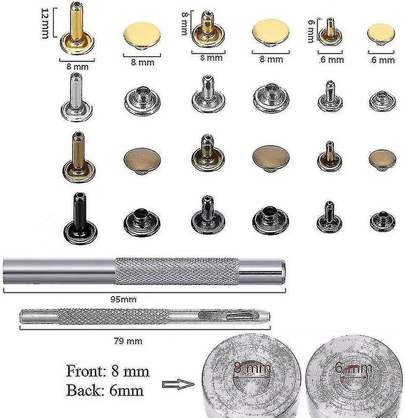 Double Cap Rivet - 300 Pieces Leather Rivets with 3 Fastening Tools, Double Head Carousel 2