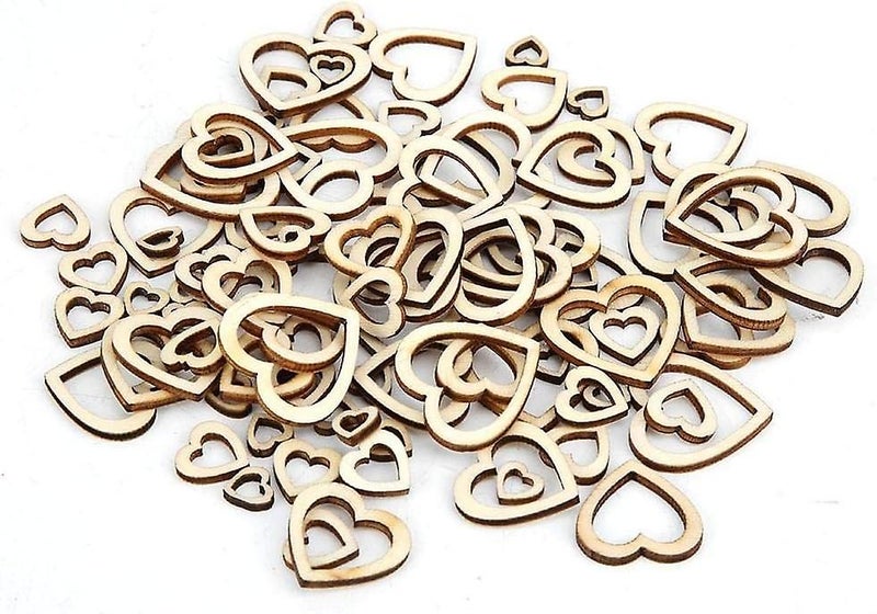 200pcs Hollow Heart Shape Wood Craft, Unfinished Wooden Heart Cutout Shape Natur Carousel 1
