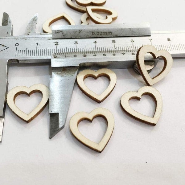 200pcs Hollow Heart Shape Wood Craft, Unfinished Wooden Heart Cutout Shape Natur Carousel 5