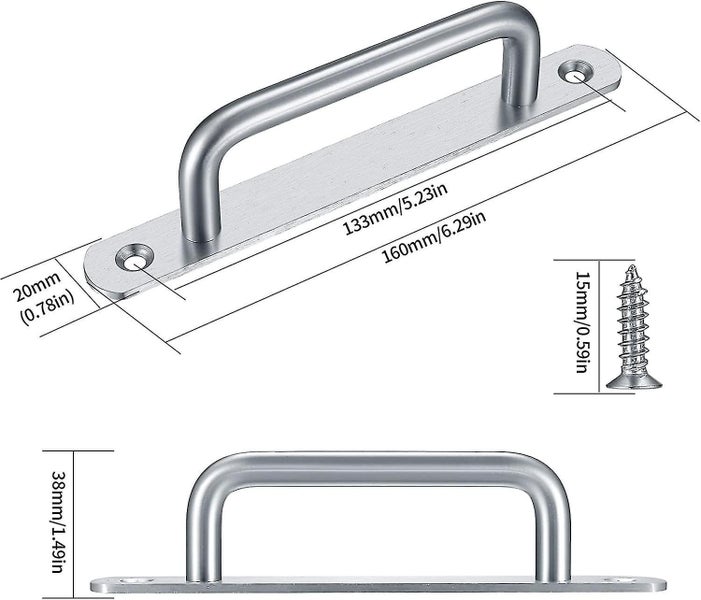 2 Pieces Sliding Barn Door Handle Pull - Stainless Steel Plate for Cabinet, Clos Carousel 2