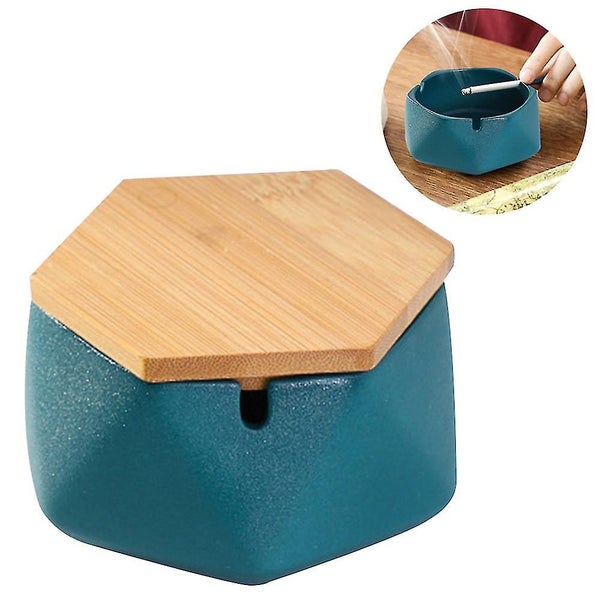 Ceramic Ashtray With Lid, Windproof Design And Geometric Shape, Portable Ashtray Carousel 2
