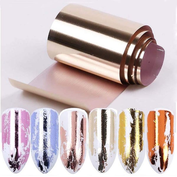 Holographic Nail Foil Transfer Sticker Roll Set - 10 Rolls Metallic Color Mix-pa Carousel 2