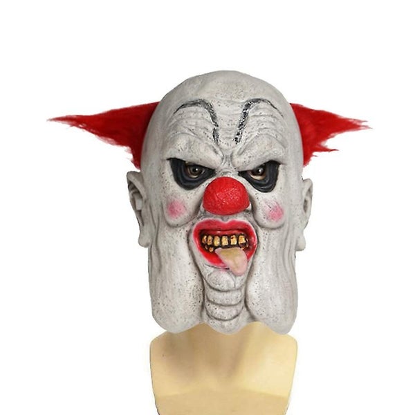 Scary Clown Latex Mask for Halloween Party - Red Nose, Fun Costume Accessory Carousel 1