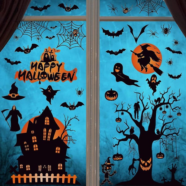 Halloween Window Stickers - Pumpkin, Cat, Bat, Ghost Decorations Carousel 1