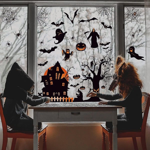 Halloween Window Stickers - Pumpkin, Cat, Bat, Ghost Decorations Carousel 2