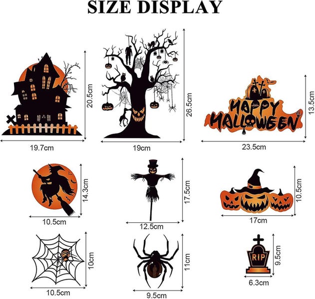 Halloween Window Stickers - Pumpkin, Cat, Bat, Ghost Decorations Carousel 5