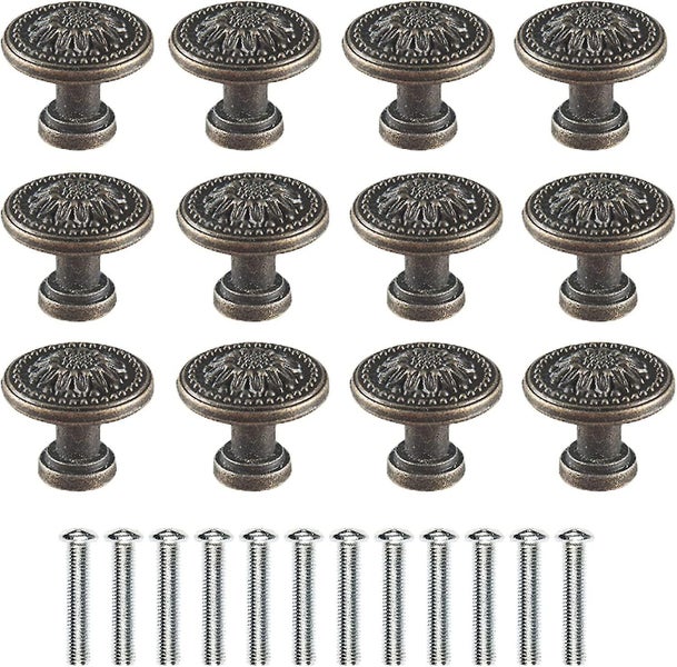 12 Pieces Round Retro Drawer Knobs - Rustproof Vintage Cabinet Knob for All Cabi Carousel 1
