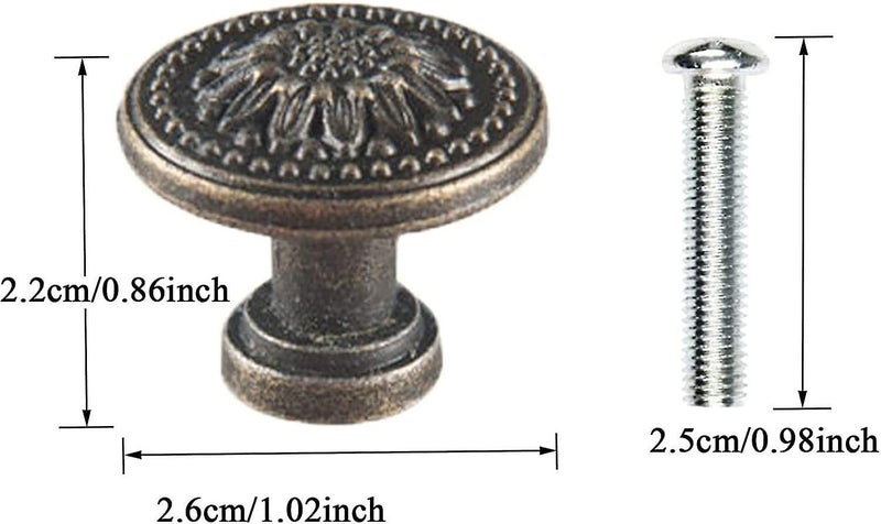 12 Pieces Round Retro Drawer Knobs - Rustproof Vintage Cabinet Knob for All Cabi Carousel 2