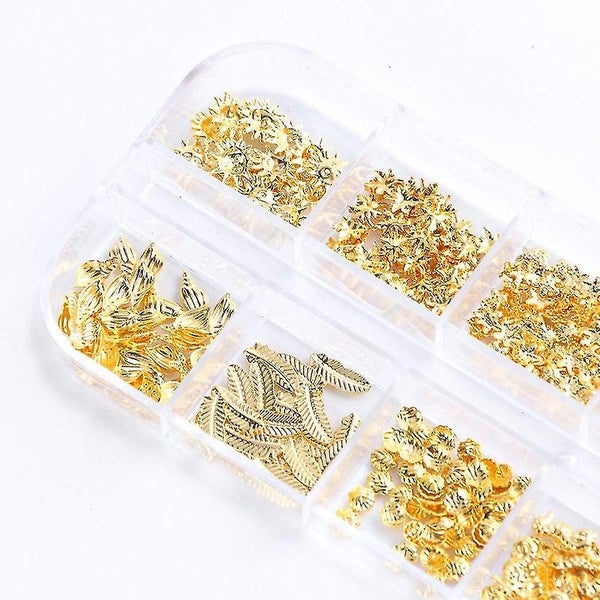 Holographic Nail Art Sequins Glitter Kit - Gold Mixed-Shape Metal Frame Shell Le Carousel 2
