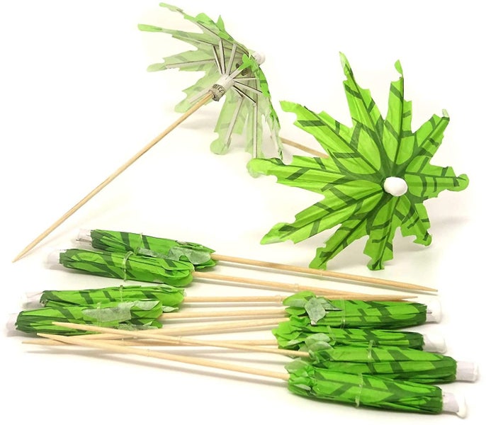 30pcs Tropical Coconut Palm Tree Paper Umbrella Cocktail Picks Parasol Fruit Pic Carousel 1