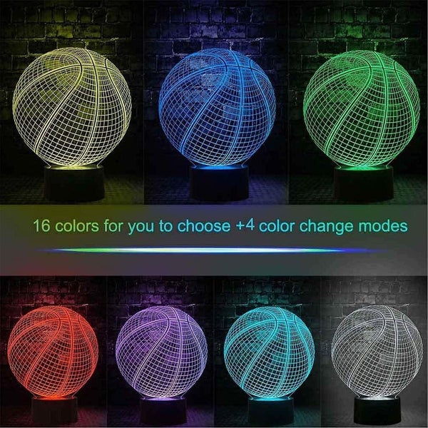Basketball 3d Illusion Birthday Gift Lamp , 16 Colors Changing Touch Switch Xmas Carousel 2