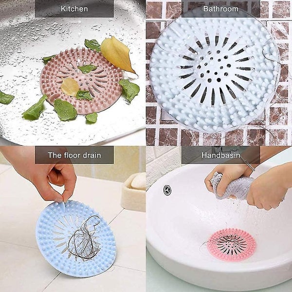 Hair Catcher Durable Silicone Hair Stopper Shower Drain Covers Easy To Install A Carousel 2