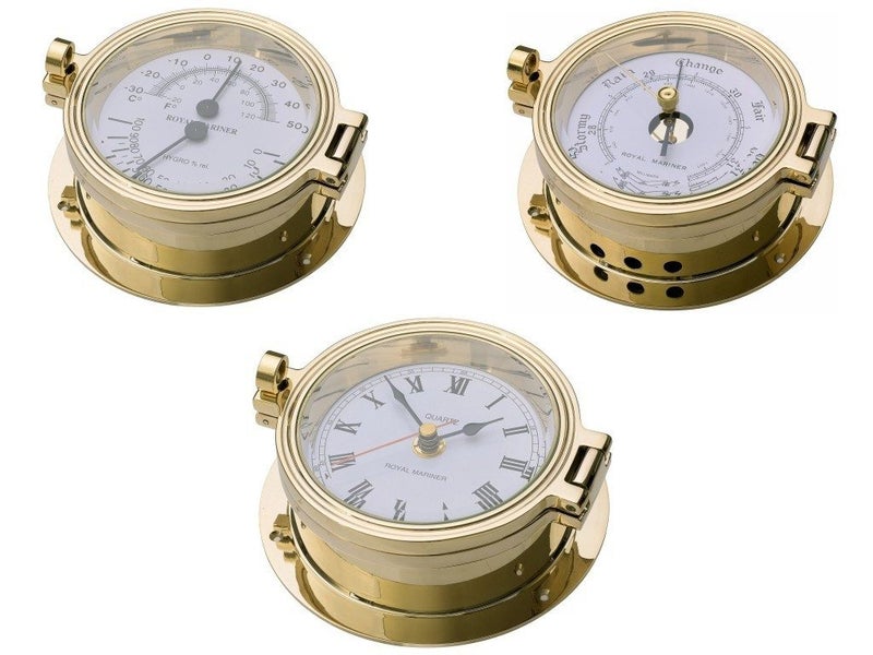 NZRetailer Royal Mariner®Brass Clock + Barometer +Thermo/Hygro C622 C622R C622TH Carousel 1