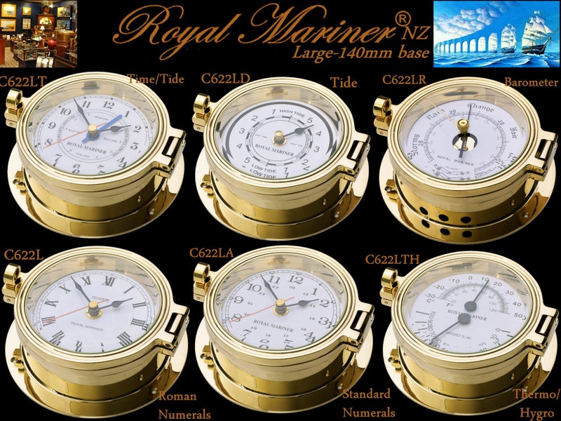 NZRetailer Royal Mariner®Brass Clock + Barometer +Thermo/Hygro C622 C622R C622TH Carousel 8