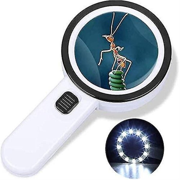 Karidge 30x Reading Magnifier with 12 LEDs - Distortion-Free Dual Glass Lens for Carousel 1