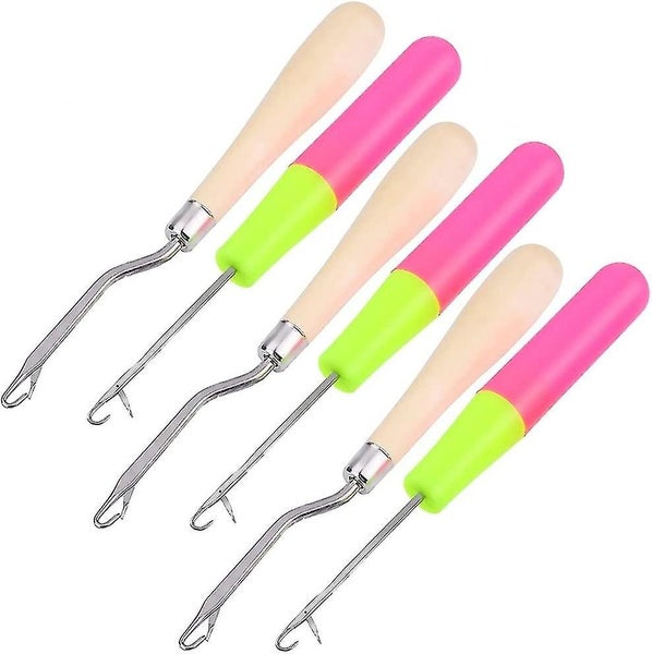 Set of 6 Latch Crochet Needles - Micro Braids, Dreads Maintenance, Mats - 3 Wood Carousel 2