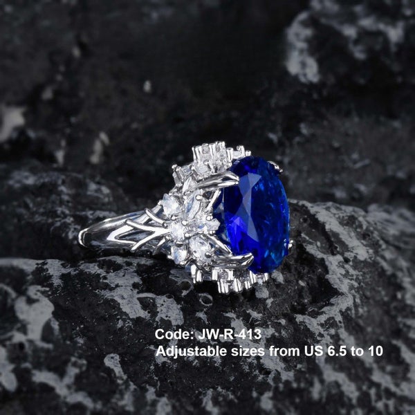 Luxury Oval Crystal Sapphire Ring Diamond Jewellery *Local Buy* Carousel 2