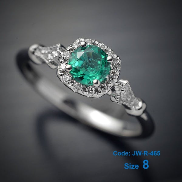 Oval Emerald Gemstone Diamond White Gold Ring Jewellery *Over Stocked* Carousel 1