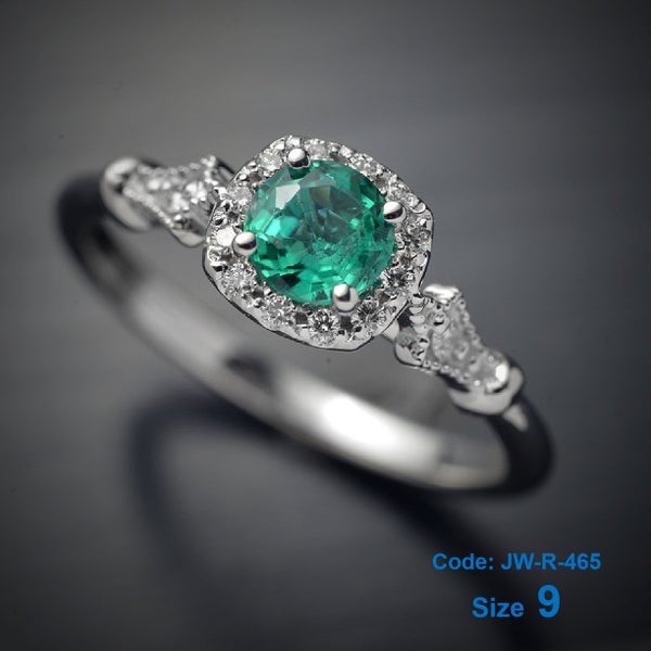 Oval Emerald Gemstone Diamond White Gold Ring Jewellery *Local Buy* Carousel 1
