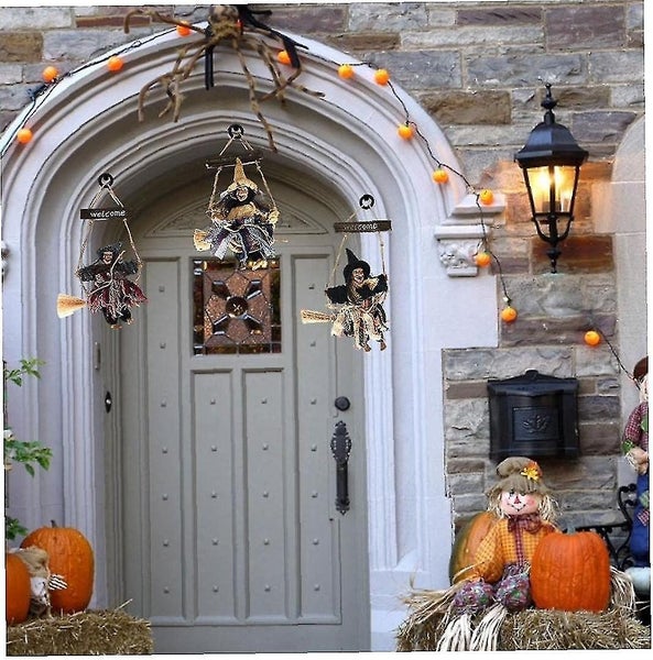Halloween Witch Hang Decoration Welcome Door Sign Haunted House Props With Gray Carousel 5